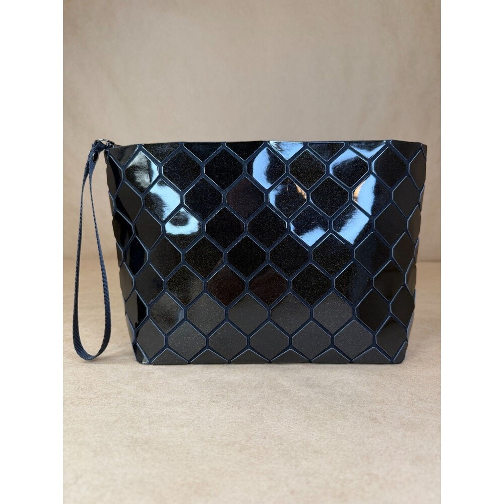 Emilio Pepe Italy Black Geometric Mosaic Clutch Purse Mod Cocktail Evening Retro